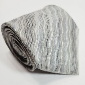 Enrico Capucci Silver Stripe Men's Pointed Silk Necktie Jacquard Fabric